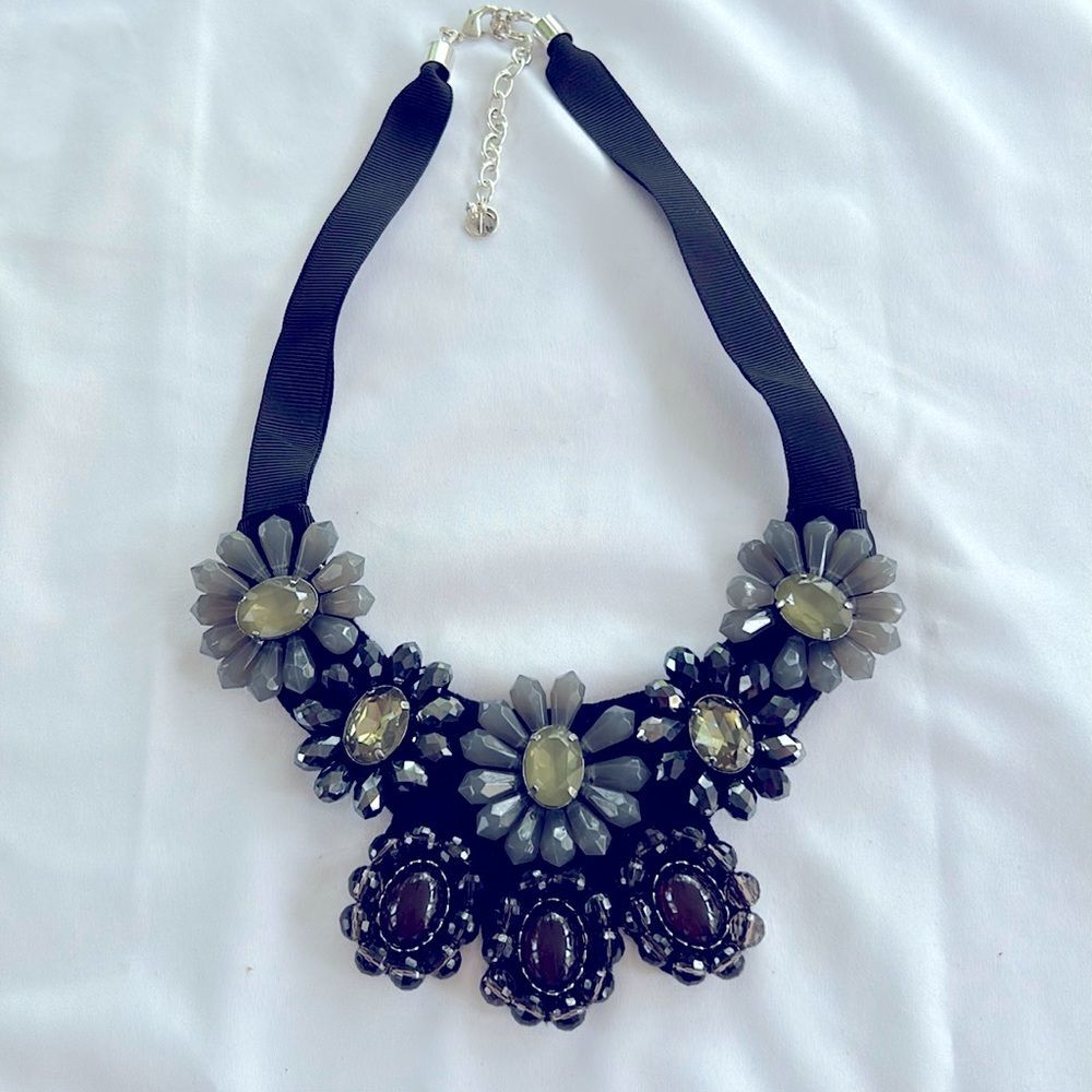Talbots Beaded Floral Bib Statement Necklace